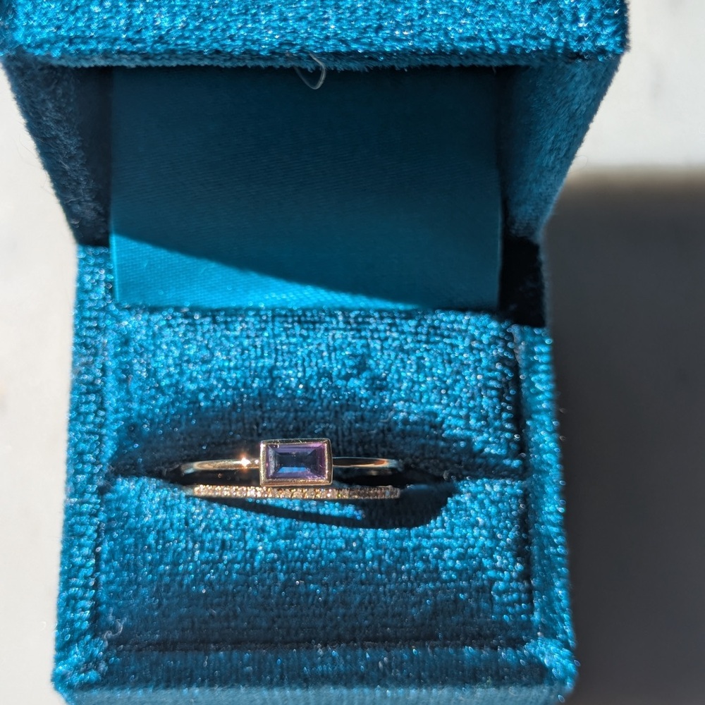 14k yellow gold amethyst and diamond ring